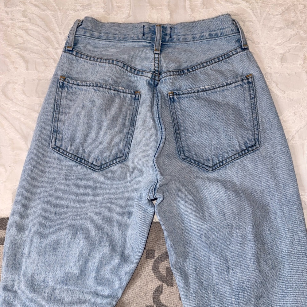 Agolde Riley Distressed Light Blue Jeans, 23 - Picture 13 of 14